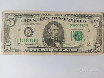 banconota 5 dollari americani 