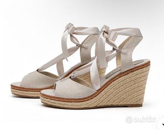 Sandali Zeppe Beige