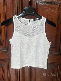 Top canotta Terranova corto in pizzo bianco XS