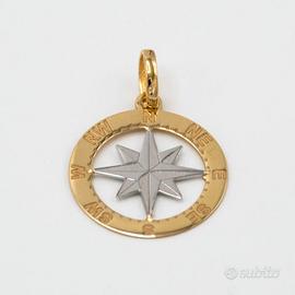 Ciondolo "rosa dei venti" oro giallo e bianco D.16