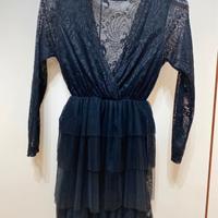 Elegante vestito donna nero pizzo