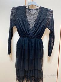 Elegante vestito donna nero pizzo