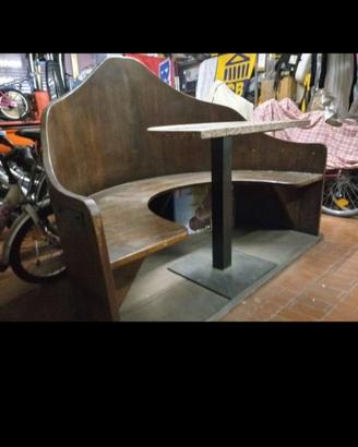 Panca Semicircolare d'Epoca in Legno