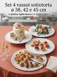 Set 4 vassoi sottotorta ø 38, 42 e 45 cm in plasti