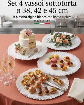 Set 4 vassoi sottotorta ø 38, 42 e 45 cm in plasti