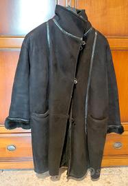 Cappotto shearling nero donna