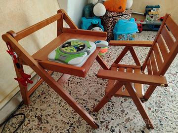 tavolino con sedia in legno per bambini