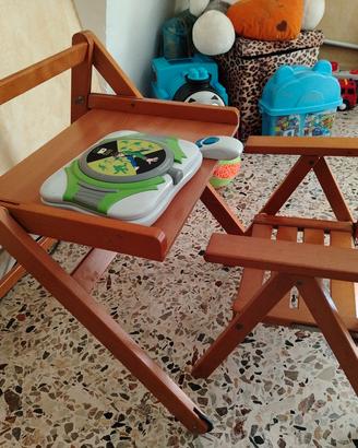 tavolino con sedia in legno per bambini