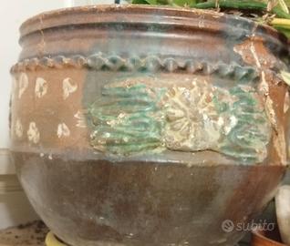 antico portavaso cachepot in terracotta 