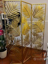 Paravento design oro effetto palma 180 cm