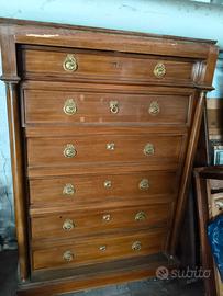 antica cassettiera in legno massello 