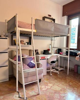 Letto singolo a soppalco + scrivania