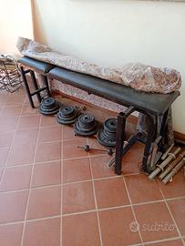 panca piana bilanciere e pesi 