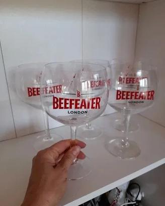Set 5 calici vetro cristallo Beefeater London Pink