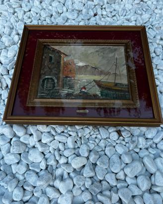 Quadro firmato M. Argento, scena portuale