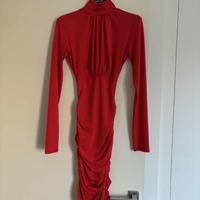 ABITO ADERENTE ROSSO DRAPPEGGIATO SCHIENA SCOPERTA