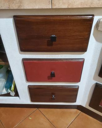 Tre cassetti per cucina in legno massello