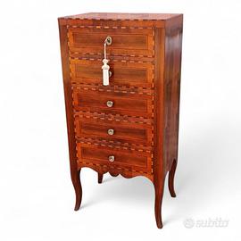 Cassettiera cinquino lastronata a mano