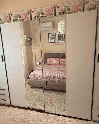 Armadio 6 ante bianco con specchi e cassetti