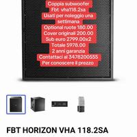 Coppia subwoofer fbt horizon vha118.2 sa 1500w 2