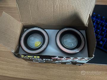 fari 89 mm a led con Angel eyes viola