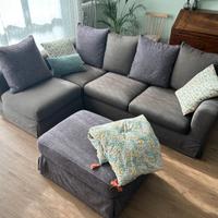 Divano 4 posti con poltrona staccabile e pouf