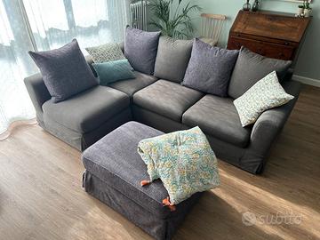 Divano 4 posti con poltrona staccabile e pouf