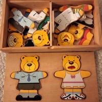 Gioco in legno per vestire due simpatici orsetti