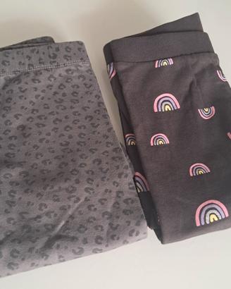Set  2 leggins bambina 9_10 anni di H&m felpati
