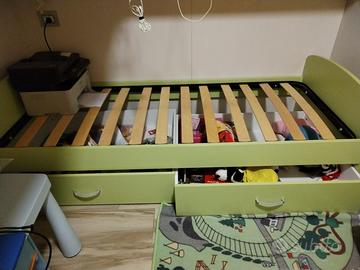 Letto singolo con cassettoni + Materasso a molle