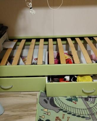 Letto singolo con cassettoni + Materasso a molle
