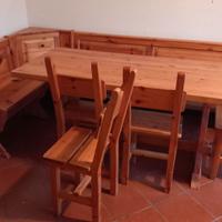 Tavolo 6 sedie cassapanca legno rustico mobiletto