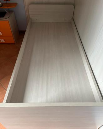 Letto singolo con cassettone e materasso nuovo