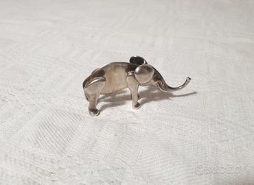 Statuina statuetta elefante stilizzato argento 800