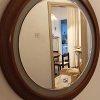 specchio rotondo vintage in legno massello 