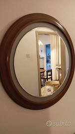 specchio rotondo vintage in legno massello 