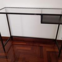 Tavolo scrivania porta PC in vetro e acciaio