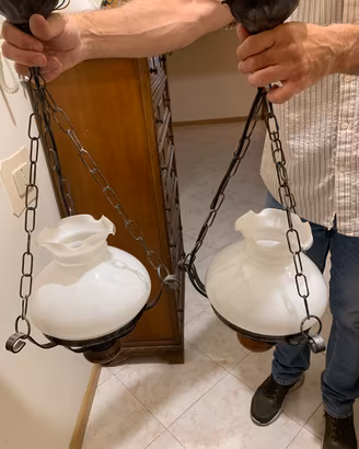2 lampadari ferro battuto