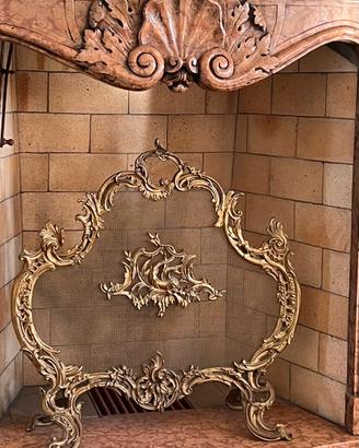 Parascontille per caminetto Luigi XV ottone bronzo