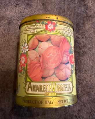 Scatola vintage di latta Amaretti Virginia