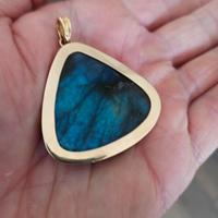 pendente oro 18 carati labradorite blu cobalto
