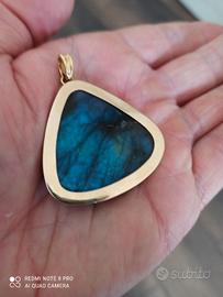 pendente oro 18 carati labradorite blu cobalto