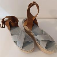 Scarpe donna zeppa corda denim espadrillas 