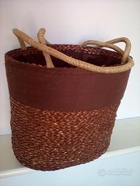 Borsa in vimini foderata