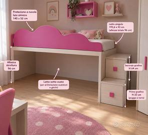 Letto singolo rialzato Mondo Camerette