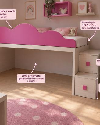 Letto singolo rialzato Mondo Camerette
