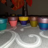 Set di vasetti in terracotta decorati a mano✨