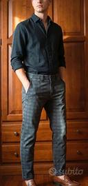 Pantaloni Chino Uomo GAUDÌ Quadri Antracite IT 46