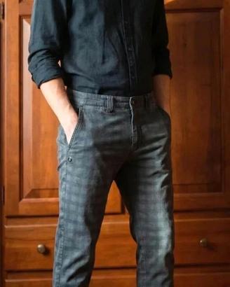 Pantaloni Chino Uomo GAUDÌ Quadri Antracite IT 46