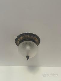 Plafoniera Lampadario Vintage Vetro e Ottone